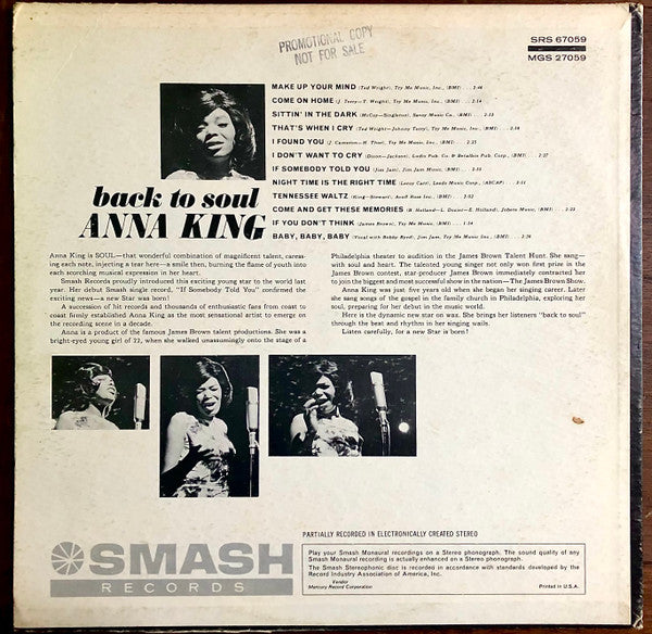 Anna King : Back To Soul (LP, Album, Mono)