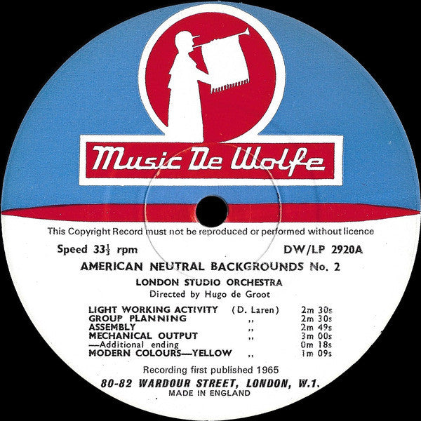 D. Laren*, D. Andrew*, J. Churston*, Hugo de Groot, London Studio Orchestra* : American Neutral Backgrounds No. 2 (10", Mono)