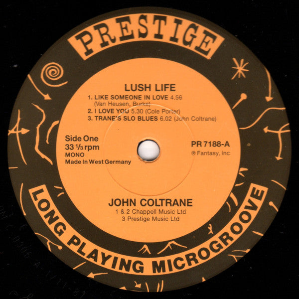 John Coltrane : Lush Life (LP, Album, Mono, RE)