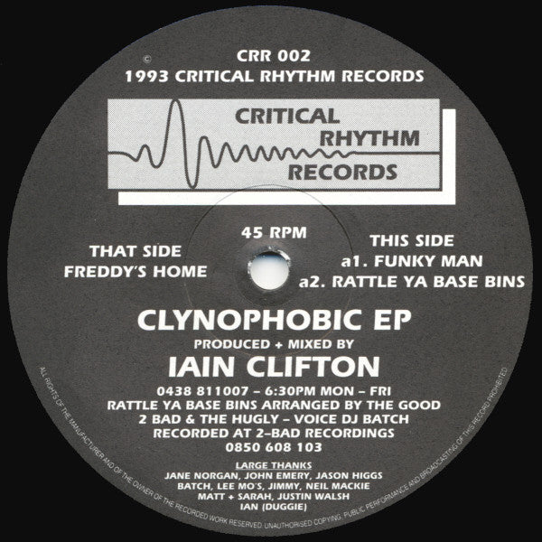 Iain Clifton : Clynophobic EP (12", EP)