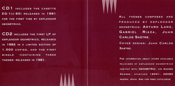 Esplendor Geométrico : 1980-1982 (2xCD, Comp)