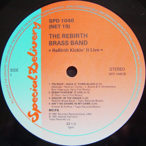ReBirth Brass Band : Kickin' It Live Mardi Gras, New Orleans 1990 (LP, Album)