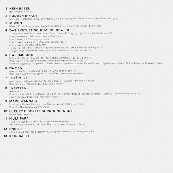 Various : Garten Der Verschlungenen Pfade: Jahr 01 (CD, Comp)