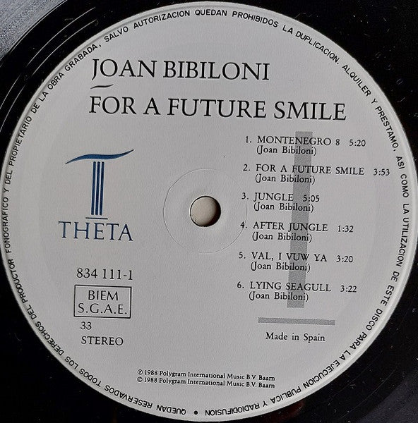 Joan Bibiloni : For A Future Smile (LP, Album)