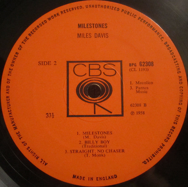 Miles Davis : Milestones (LP, Album, Mono, RE)