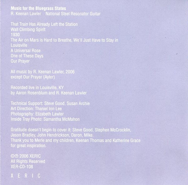 Keenan Lawler : Music For The Bluegrass States (CD, Album)