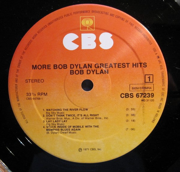 Bob Dylan : More Bob Dylan Greatest Hits (2xLP, Comp, RE, Gat)