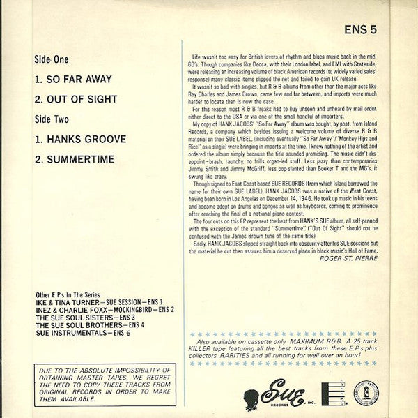 Hank Jacobs : So Far Away (7", EP, Comp)