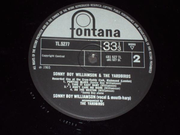 Sonny Boy Williamson (2) & The Yardbirds : Sonny Boy Williamson & The Yardbirds (LP, Album, Mono)