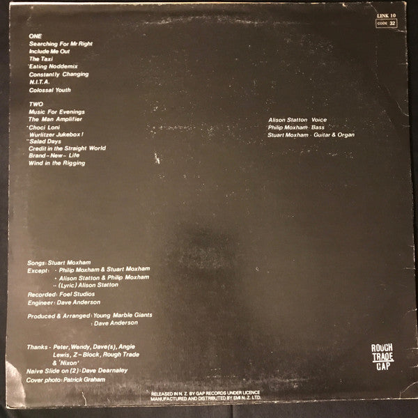 Young Marble Giants : Colossal Youth (LP, Album, Gre)