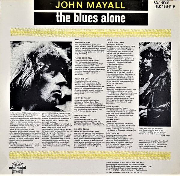 John Mayall : The Blues Alone (LP, Album)