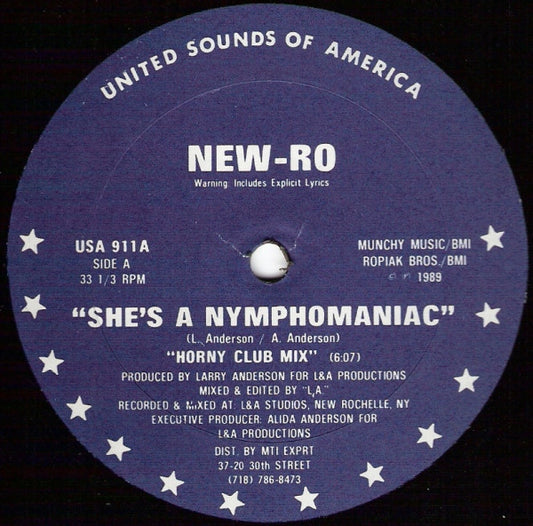 New-Ro : She's A Nymphomaniac (12", Blu)