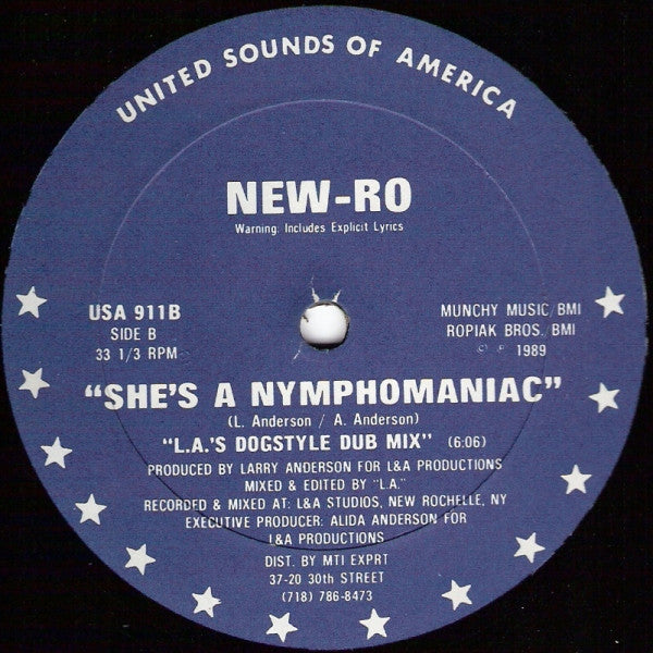 New-Ro : She's A Nymphomaniac (12", Blu)