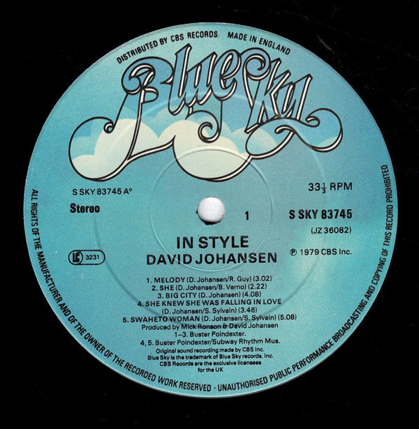 David Johansen : In Style (LP)