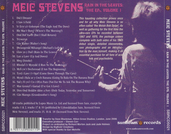 Meic Stevens : Rain In The Leaves: The EPs, Volume 1 (CD, Comp)