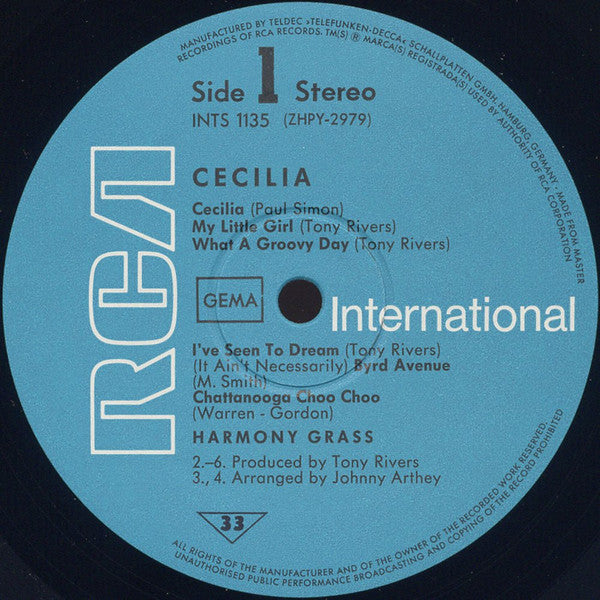 Harmony Grass : Cecilia (LP, Album, RE, Dyn)