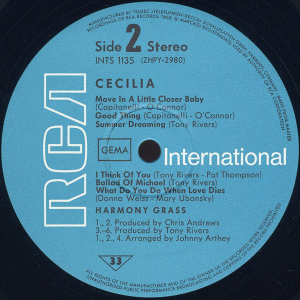 Harmony Grass : Cecilia (LP, Album, RE, Dyn)