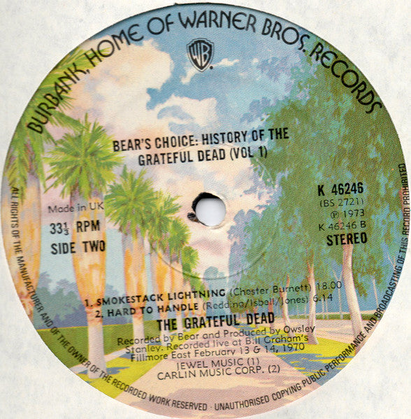 The Grateful Dead : History Of The Grateful Dead, Vol. 1 (Bear's Choice) (LP, Album)