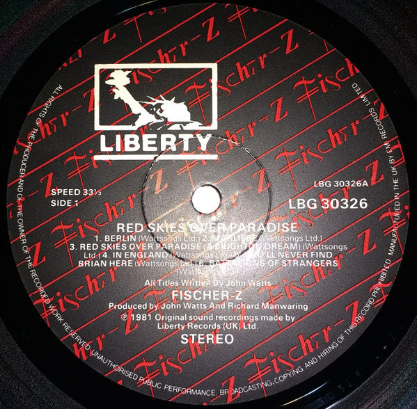 Fischer-Z : Red Skies Over Paradise (LP, Album)