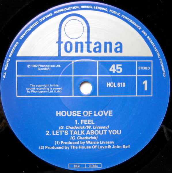 The House Of Love : Feel (10", Single, Ltd, Num)