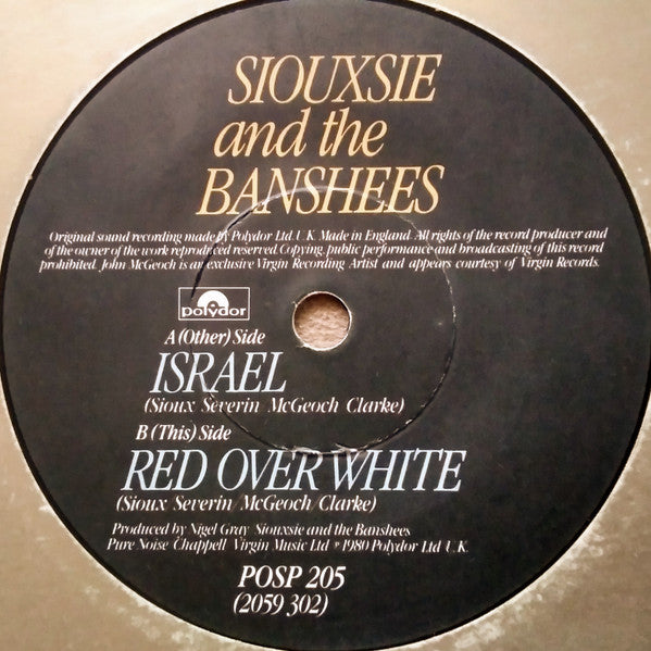 Siouxsie And The Banshees* : Israel (7", Single, Pap)