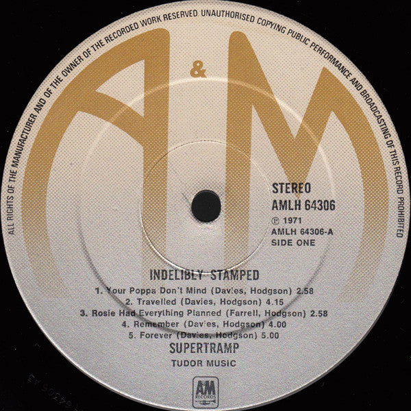 Supertramp : Indelibly Stamped (LP, Album, RE, Gat)