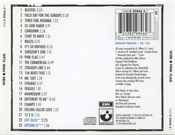Wire : Pink Flag (CD, Album, RE, RM, EMI)