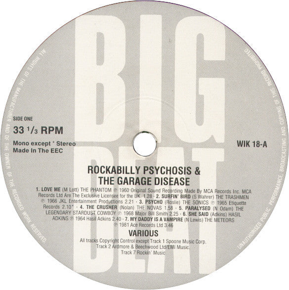 Various : Rockabilly Psychosis And The Garage Disease (LP, Comp, Mono)