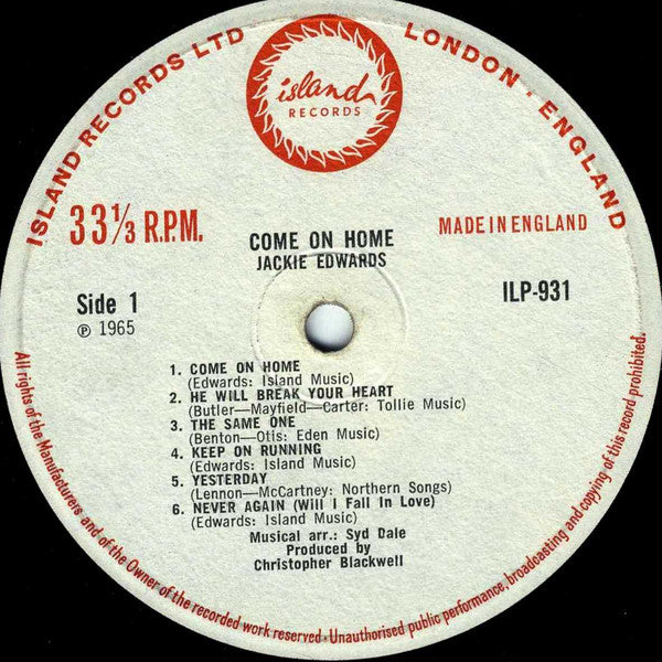 Jackie Edwards : Come On Home (LP, Album, Mono)