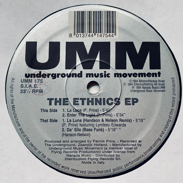 The Ethnics* : The Ethnics EP (12", EP)