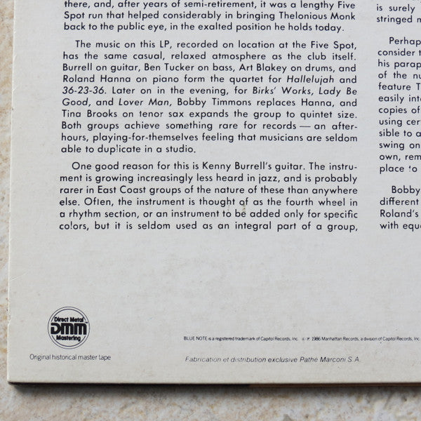 Kenny Burrell With Art Blakey : On View At The Five Spot Cafe (LP, Album, RE, DMM)