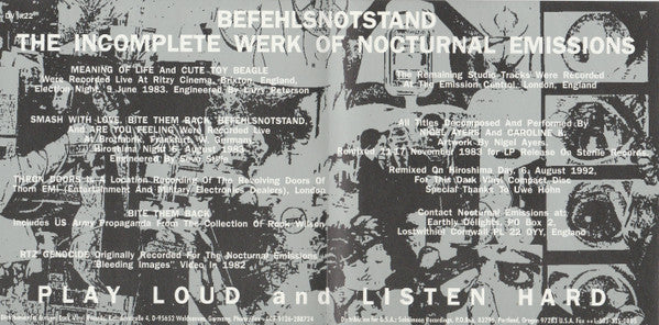 Nocturnal Emissions : Befehlsnotstand (CD, Album, RE)