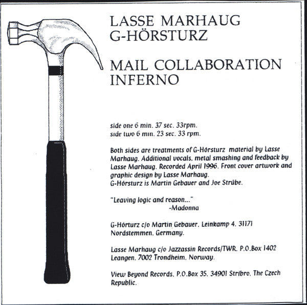 Lasse Marhaug And G-Hörsturz : Mail Collaboration Inferno (7", Ltd)