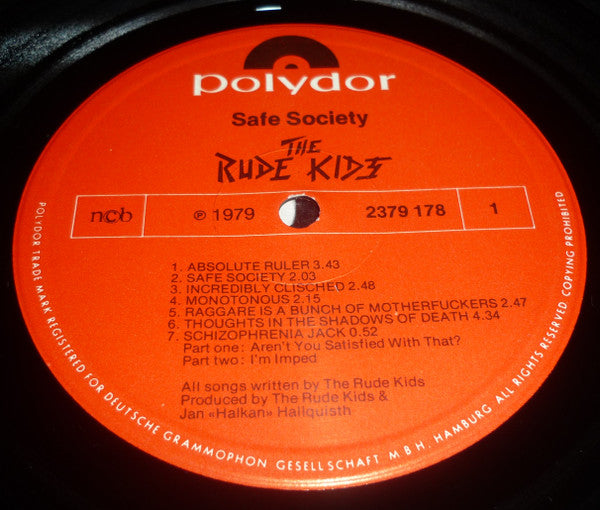 The Rude Kids : Safe Society (LP, Album)