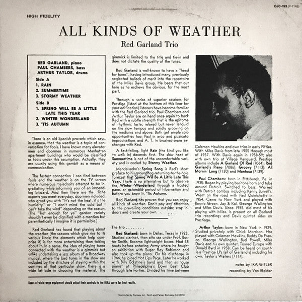 Red Garland : All Kinds Of Weather (LP, Album, Mono, RE)