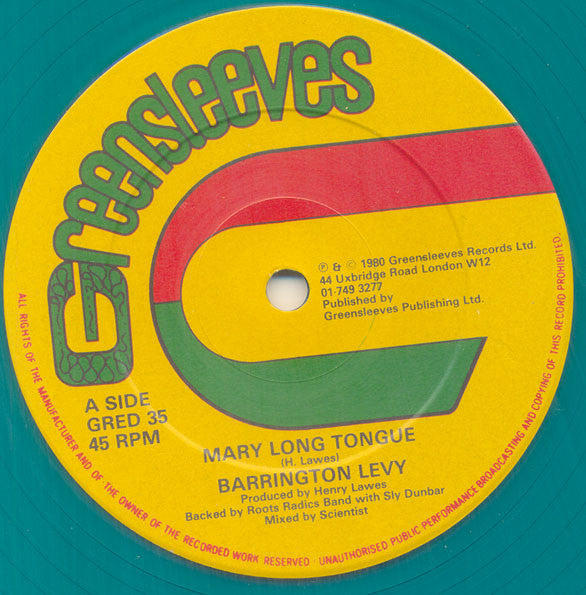 Barrington Levy : Mary Long Tongue / Look Youthman (12", Gre)