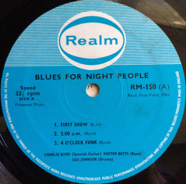 Charlie Byrd : Blues For Night People (LP, Album, RE)