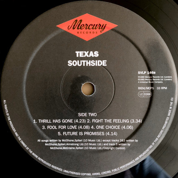 Texas : Southside (LP, Album, Ltd, RE, 180)
