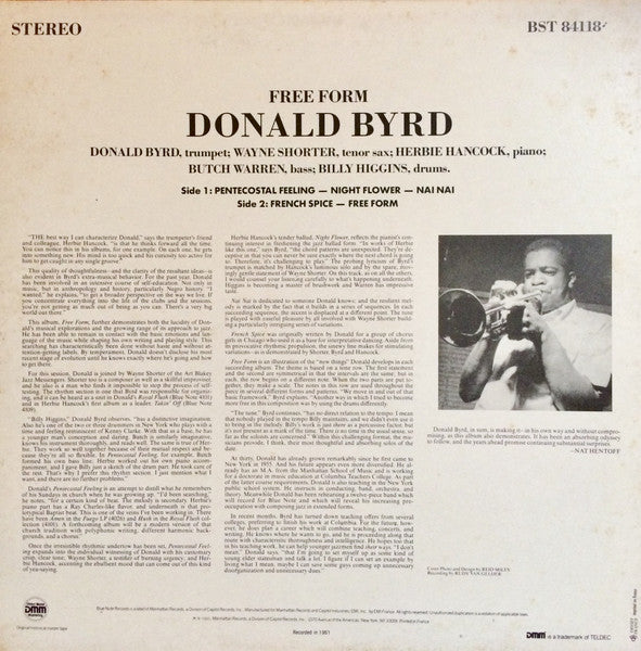Donald Byrd : Free Form (LP, Album, RE, RM)
