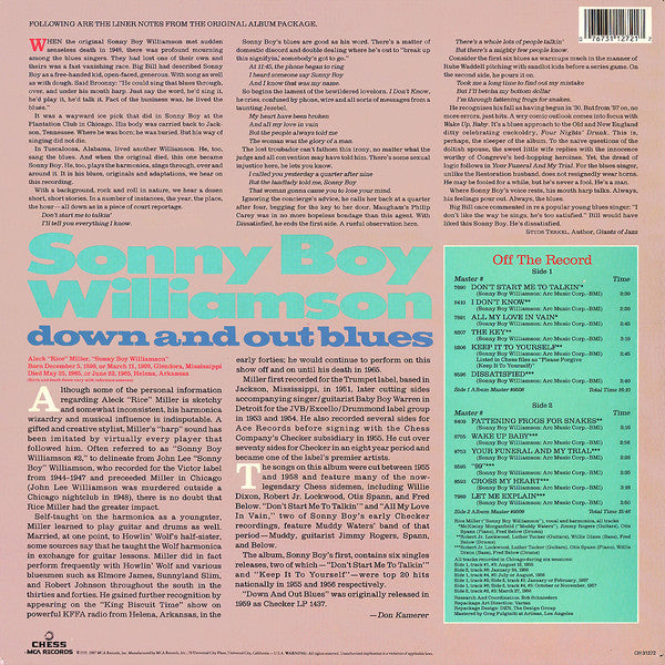 Sonny Boy Williamson (2) : Down And Out Blues (LP, Album, RE)