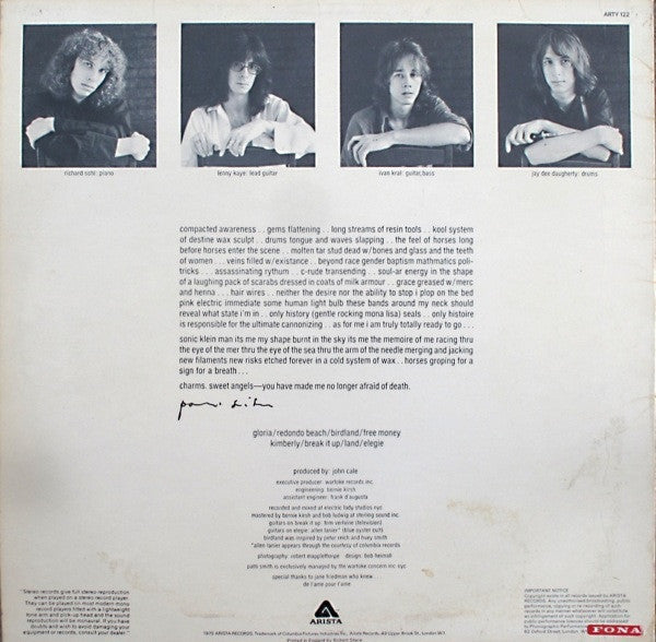 Patti Smith : Horses (LP, Album, Blu)