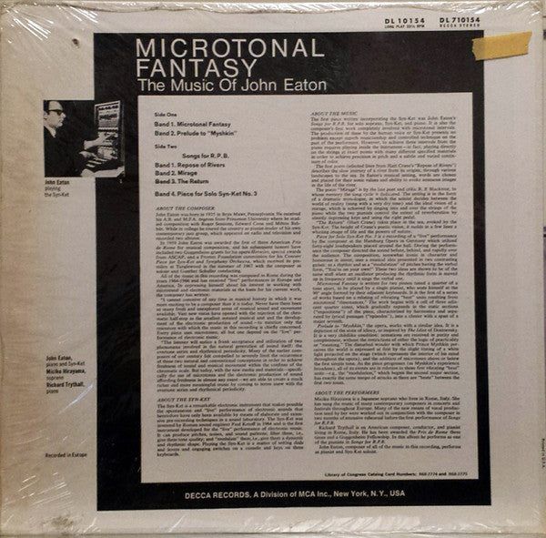 John Eaton (2) : Microtonal Fantasy - The Music Of John Eaton (LP, Mono)