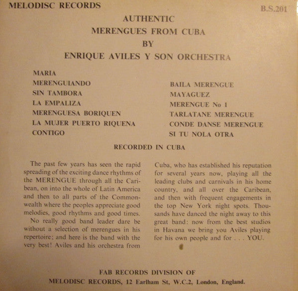 Enrique Aviles Y Son Orchestra* : Merengues From Cuba ! (LP)