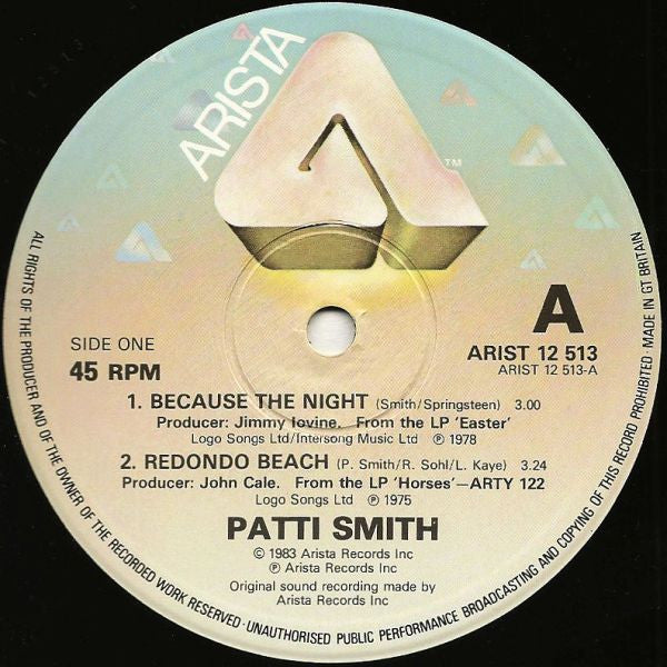 Patti Smith : Because The Night (12", Single)