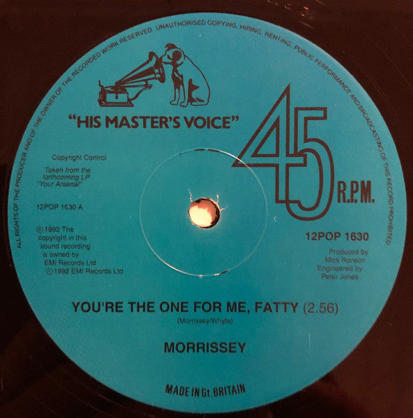 Morrissey : You're The One For Me, Fatty (12", Single)