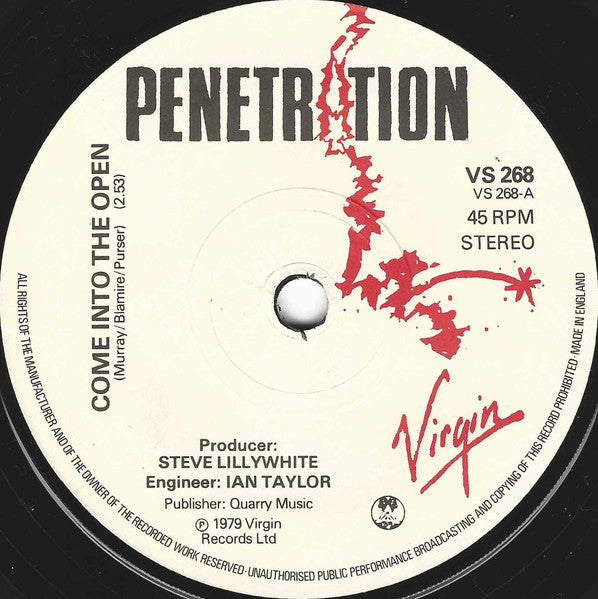 Penetration (2) : Come Into The Open (7", Single)