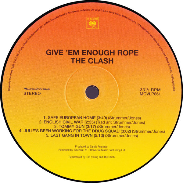 The Clash : Give 'Em Enough Rope (LP, Album, RE, RM, 180)