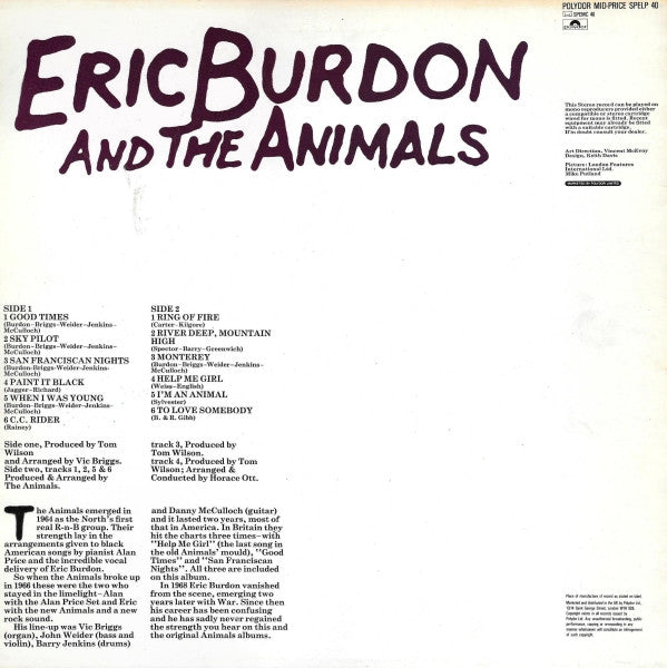 Eric Burdon & The Animals : Eric Burdon And The Animals (LP, Comp, RE)