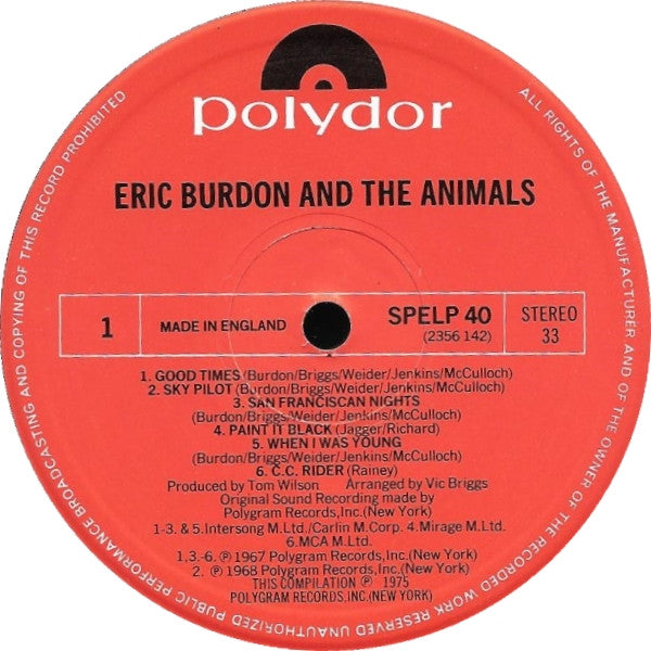 Eric Burdon & The Animals : Eric Burdon And The Animals (LP, Comp, RE)