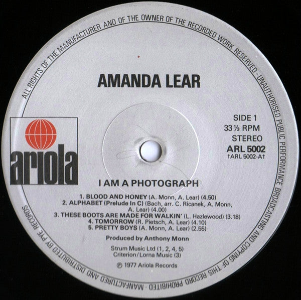Amanda Lear : I Am A Photograph (LP, Album)